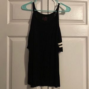 Black Cold-Shoulder T-Shirt